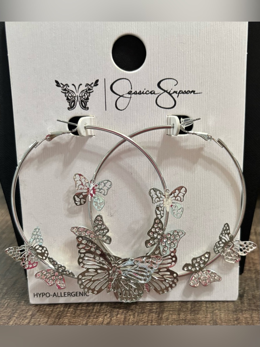 Jessica Simpson Butterfly Hoop Earrings